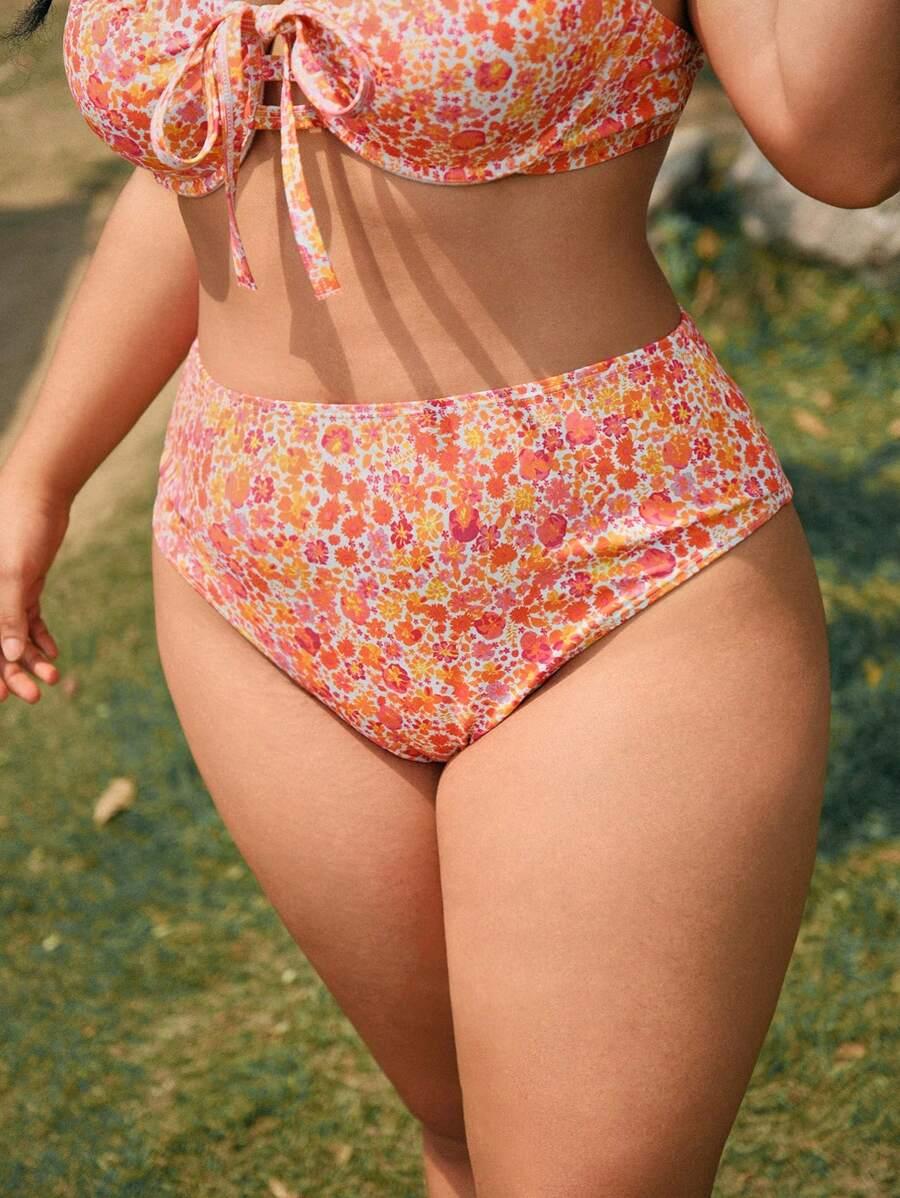 dół od bikini wzór kwiaty 