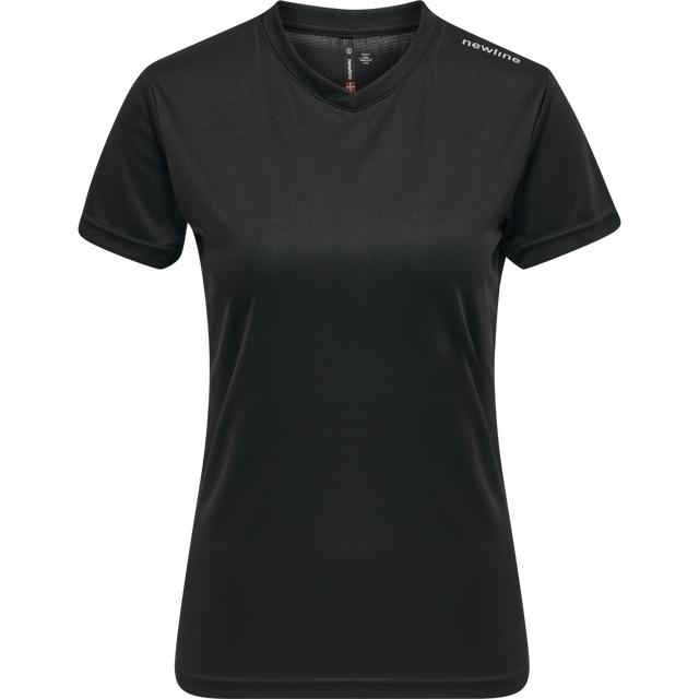 czarna koszulka sportowa z krótkim rękawem v-neck