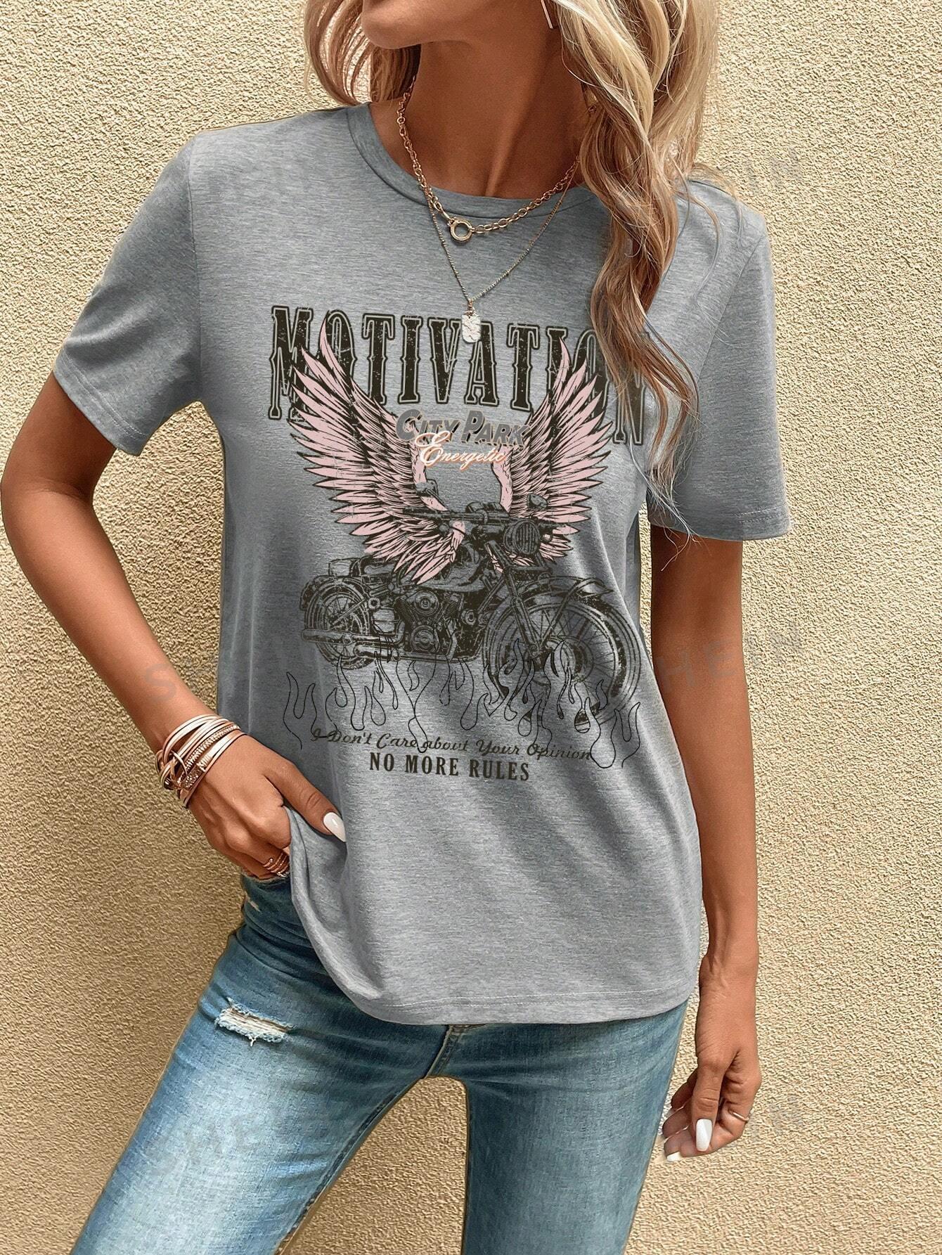 SZARY T-SHIRT NADRUK 