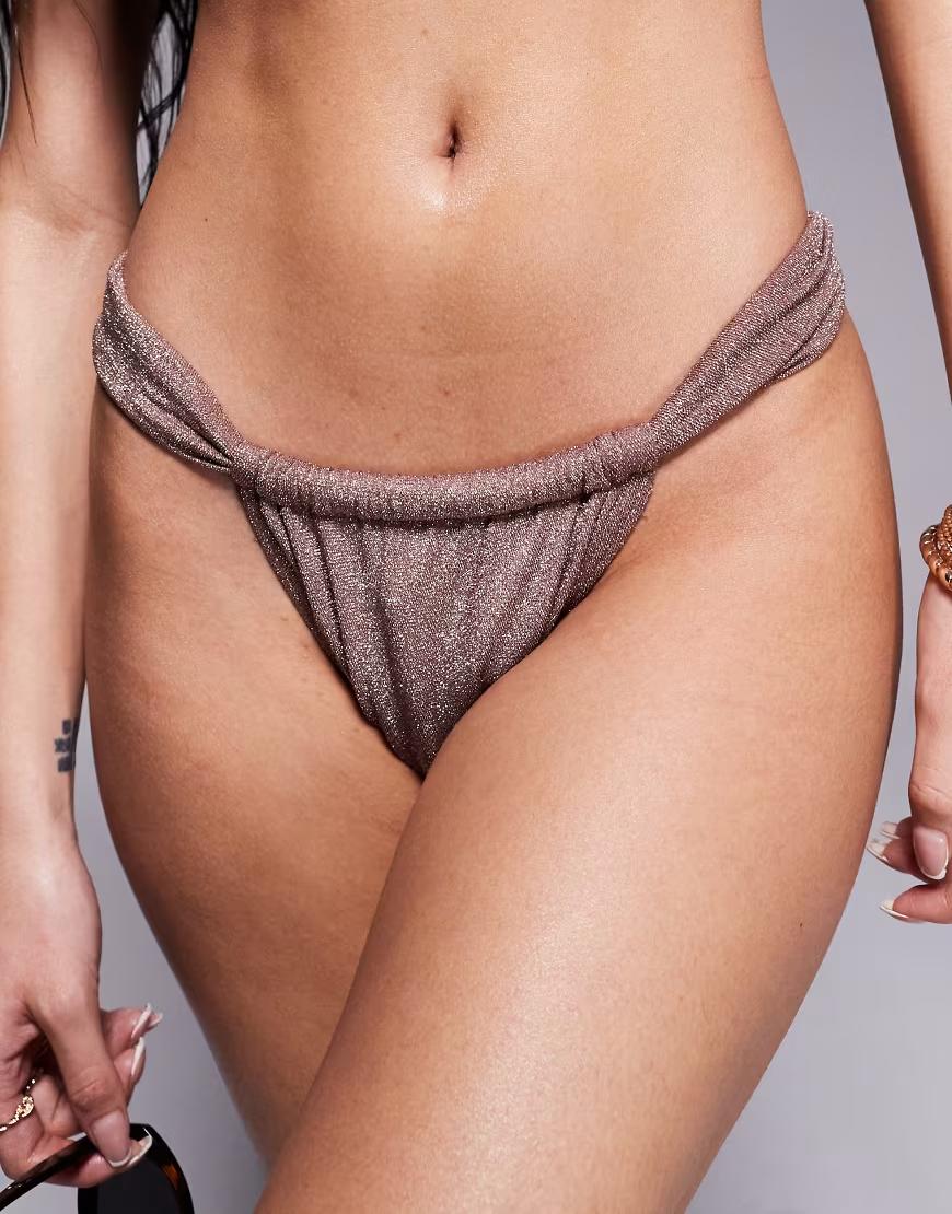 BRĄZOWY MARSZCZONY DÓŁ OD BIKINI