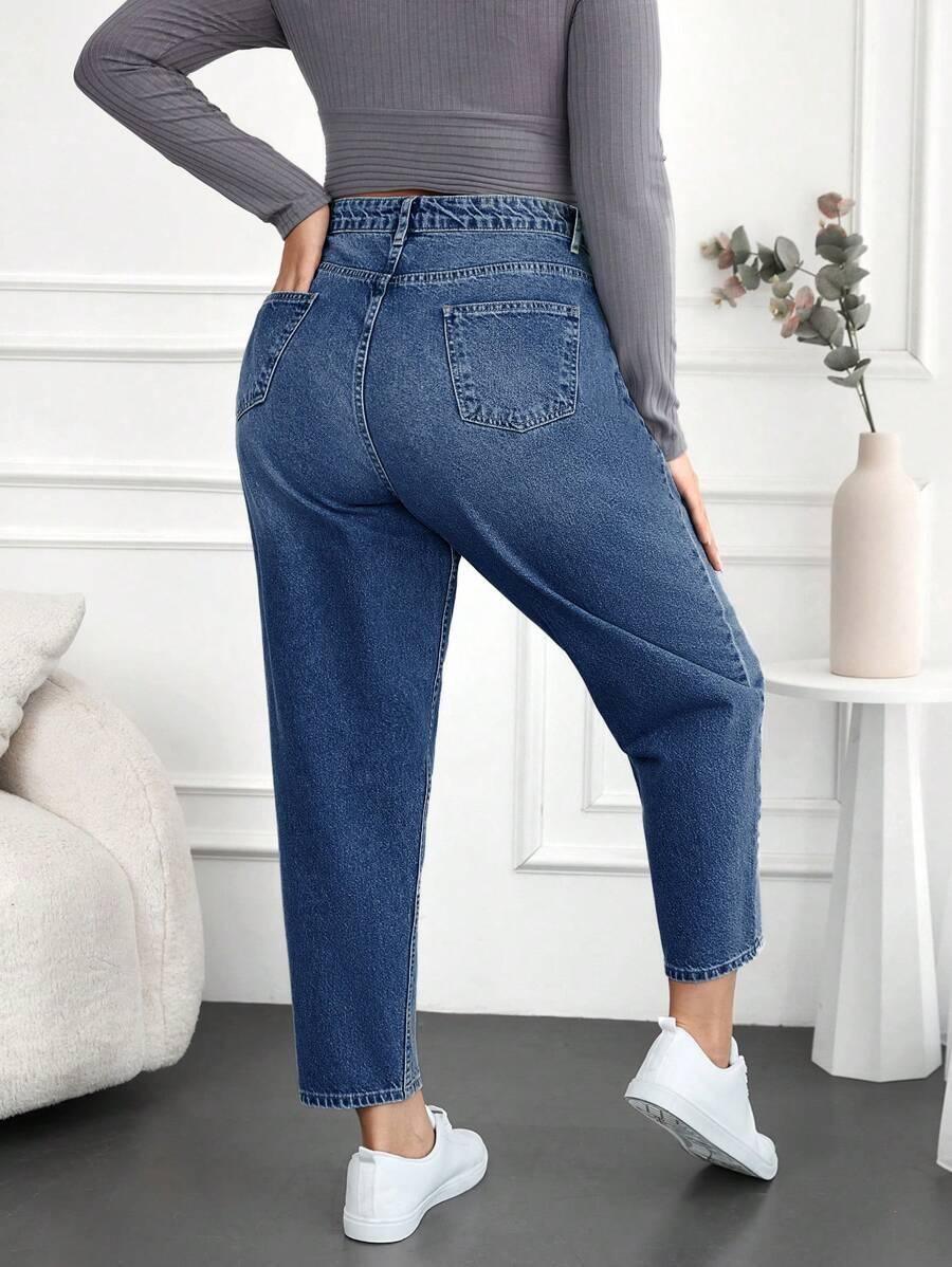 NIEBIESKIE SPODNIE MOM JEANS