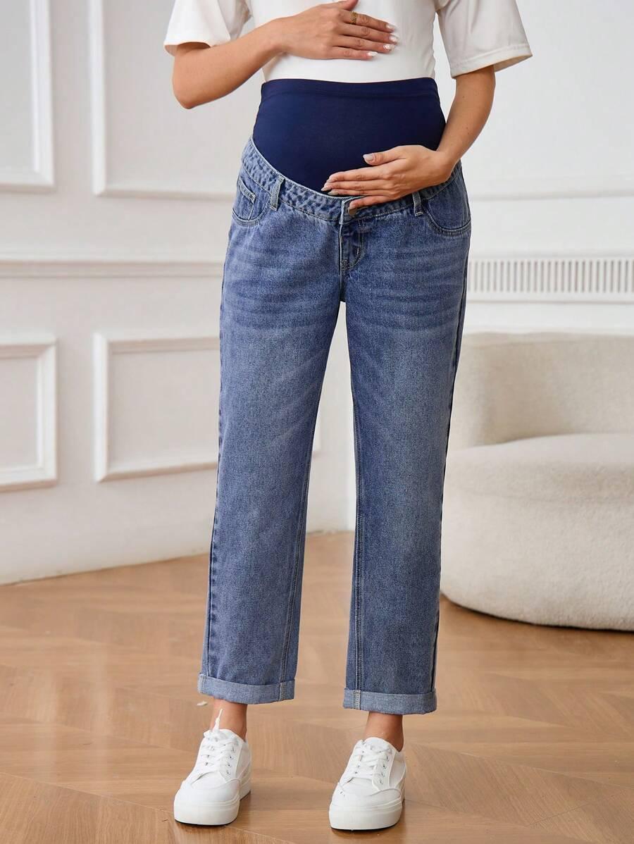 NIEBIESKIE SPODNIE JEANS CIĄŻOWE