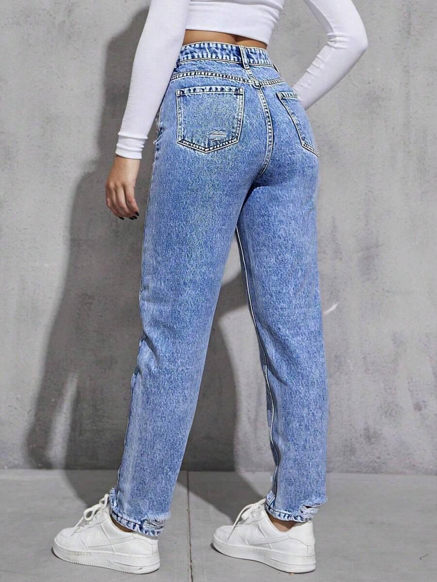 niebieski spodnie jeans wysoki stan