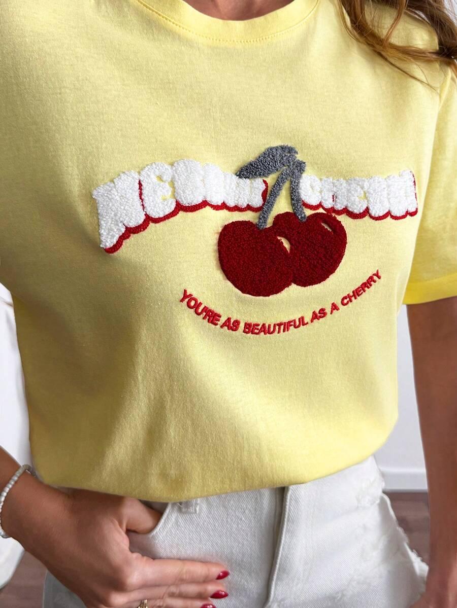 żółty t-shirt nadruk