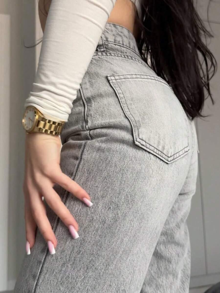 SZARE SPODNIE JEANS