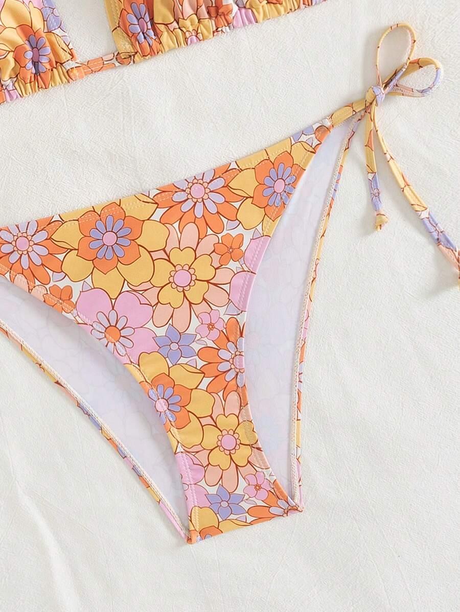 STRÓJ KĄPIELOWY DWUCZĘŚCIOWY W ROŚLINNY WZÓR
