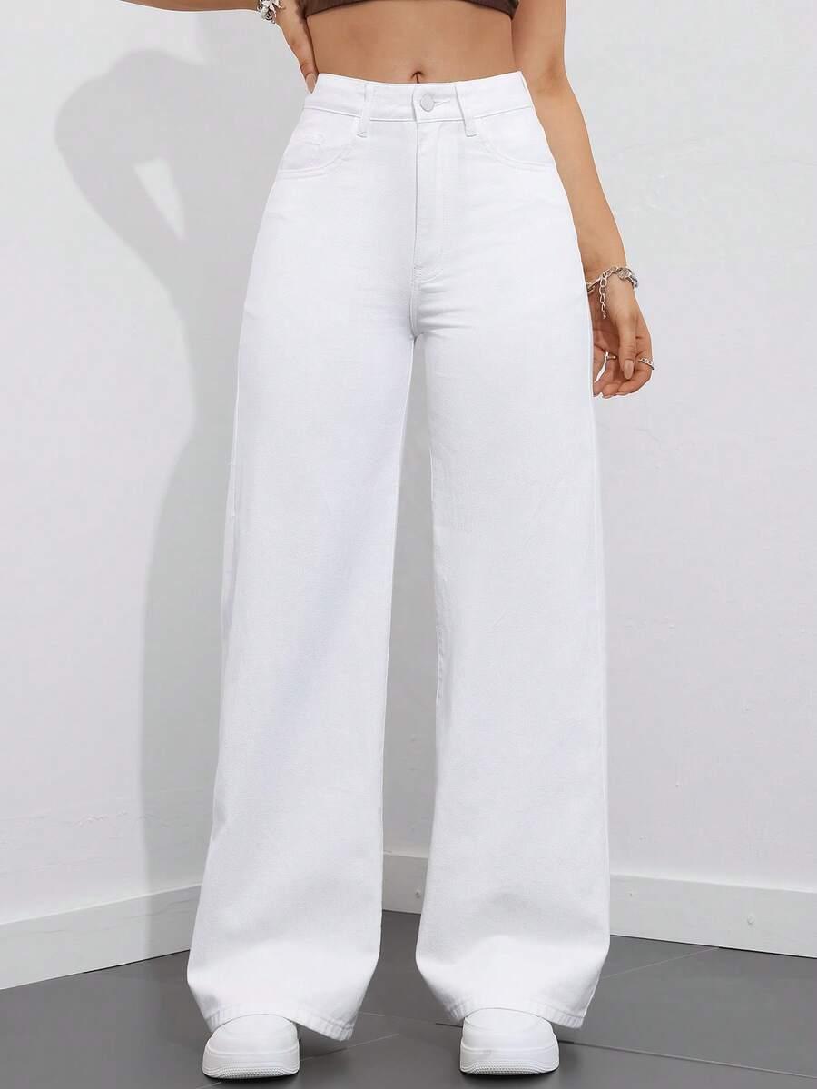 BIAŁE SPODNIE JEANS