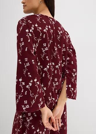 SUKIENKA W KWIATY OKRĄGŁY DEKOLT DŁUGI RĘKAW