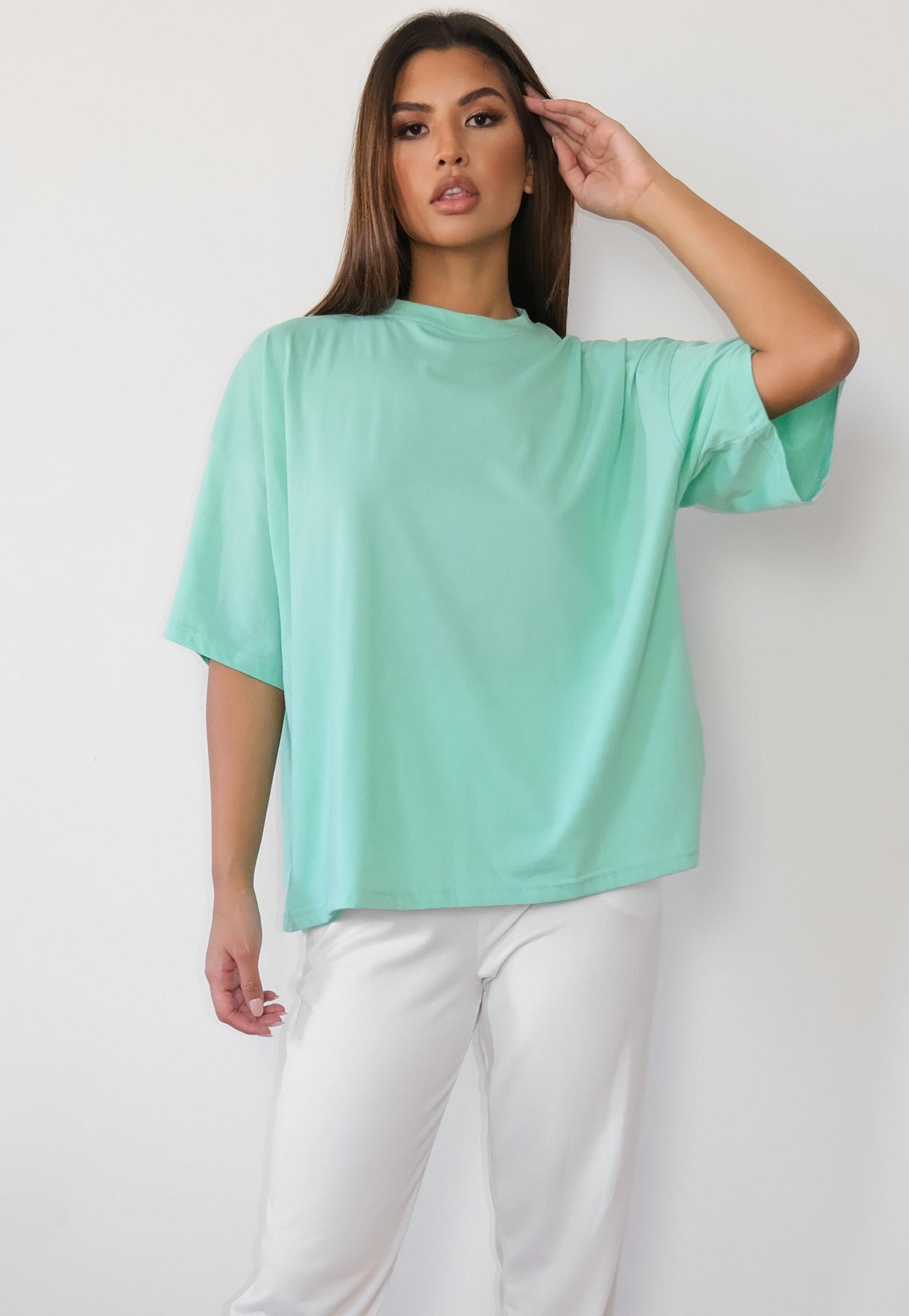 ZIELONY T-SHIRT OVERSIZE