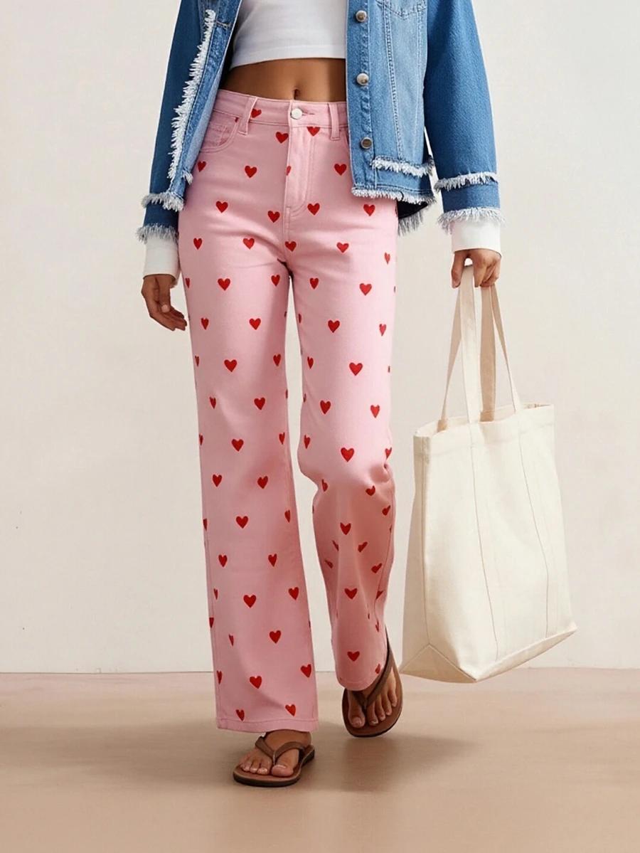 RÓŻOWE SPODNIE JEANS