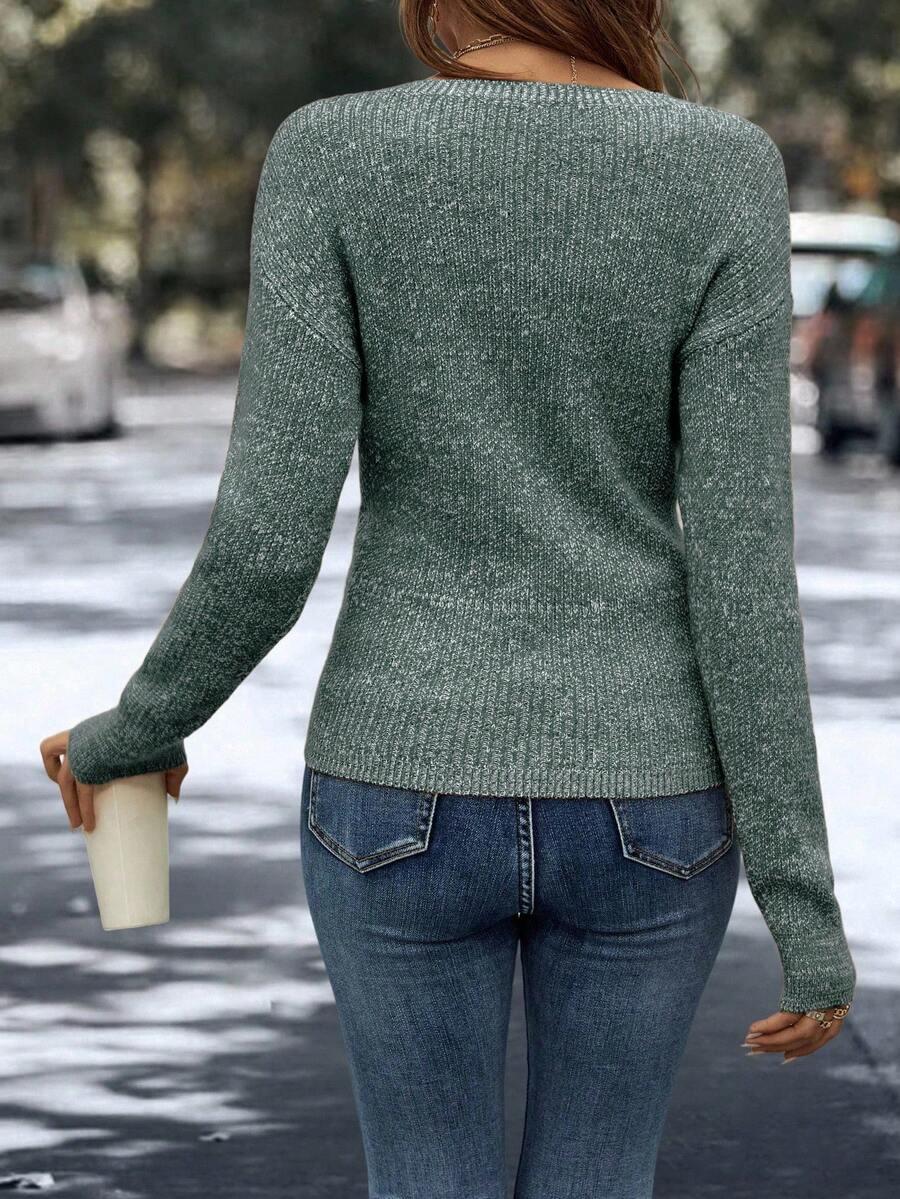 ZIELONY SWETER V-NECK