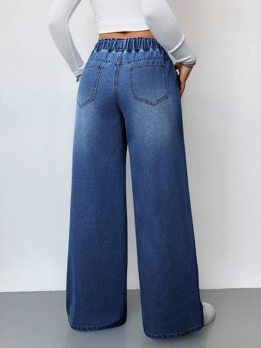 spodnie jeans z gumką w pasie