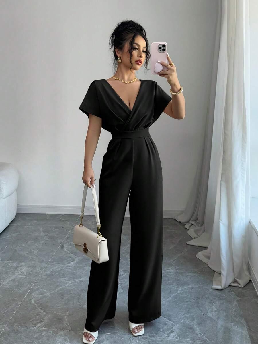 czarny kombinezon casual