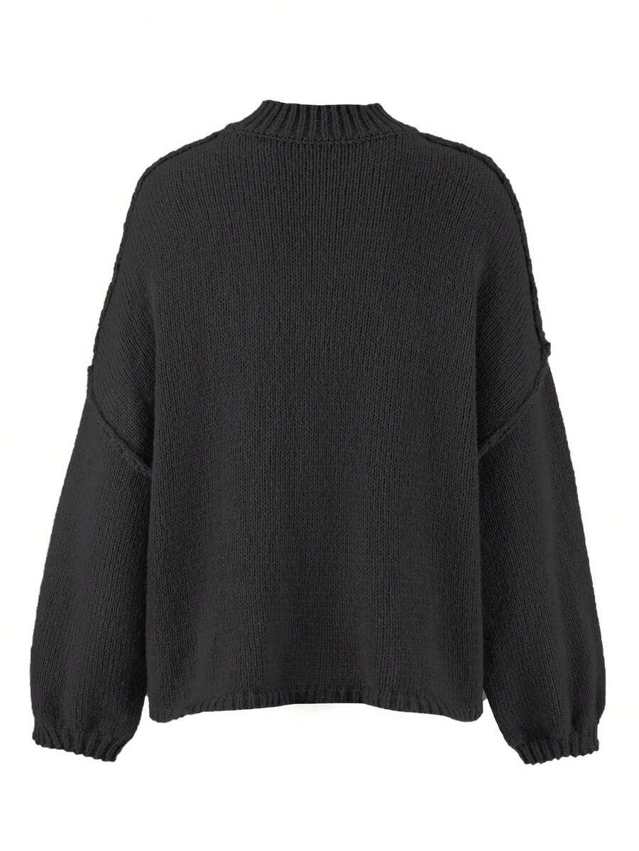 CZARNY SWETER OVERSIZE GUZIKI