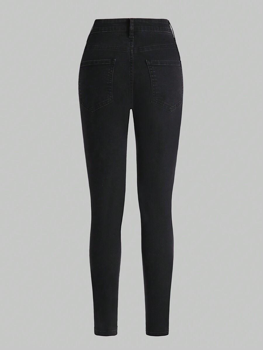 CZARNE SPODNIE RURKI JEANS