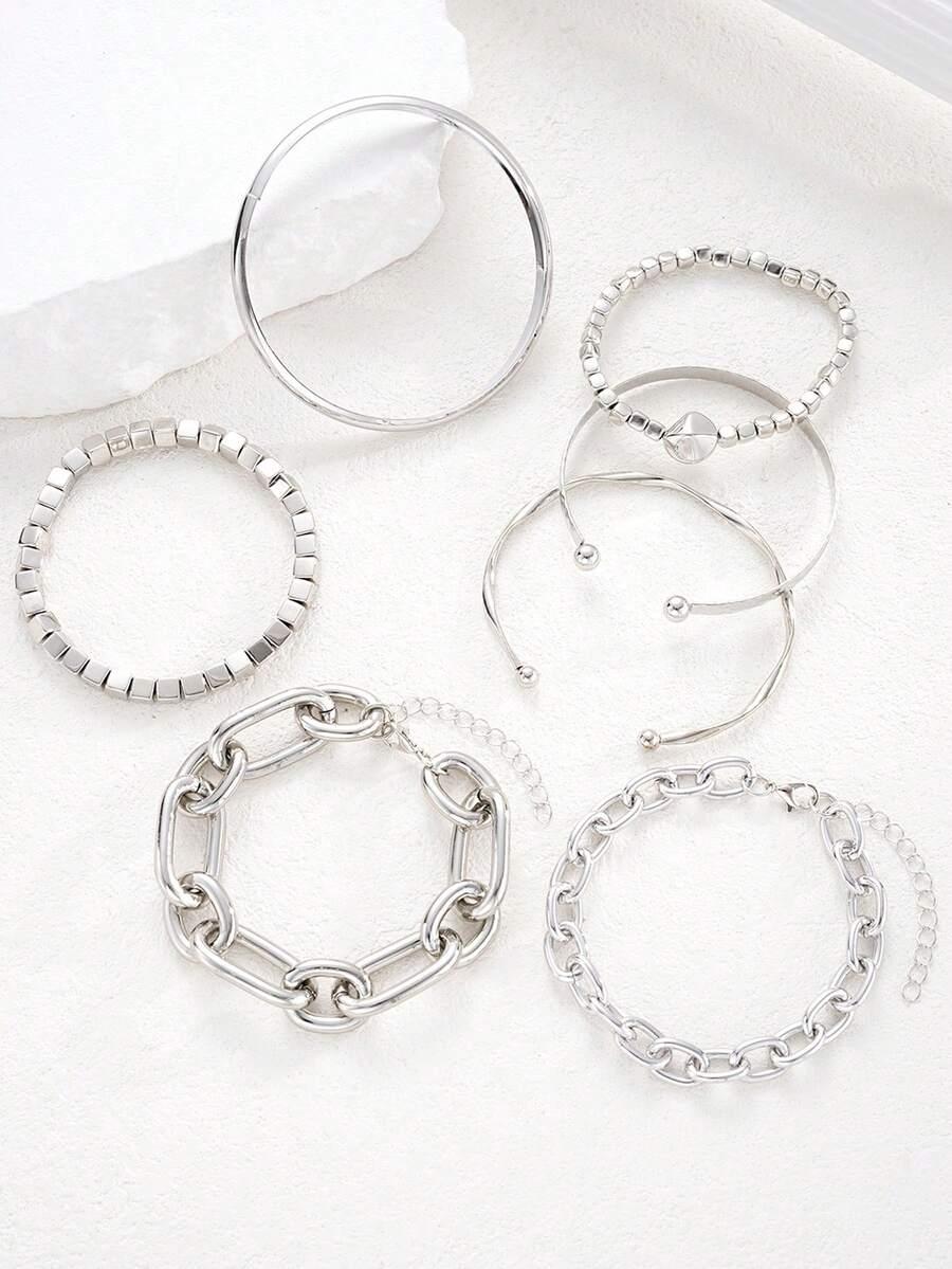 srebrne bransoletki 7-pack