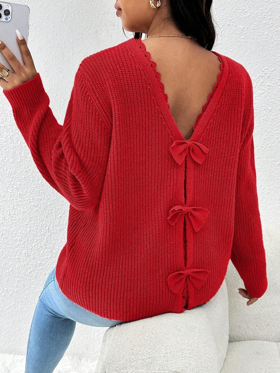 czerwony sweter dzianina 