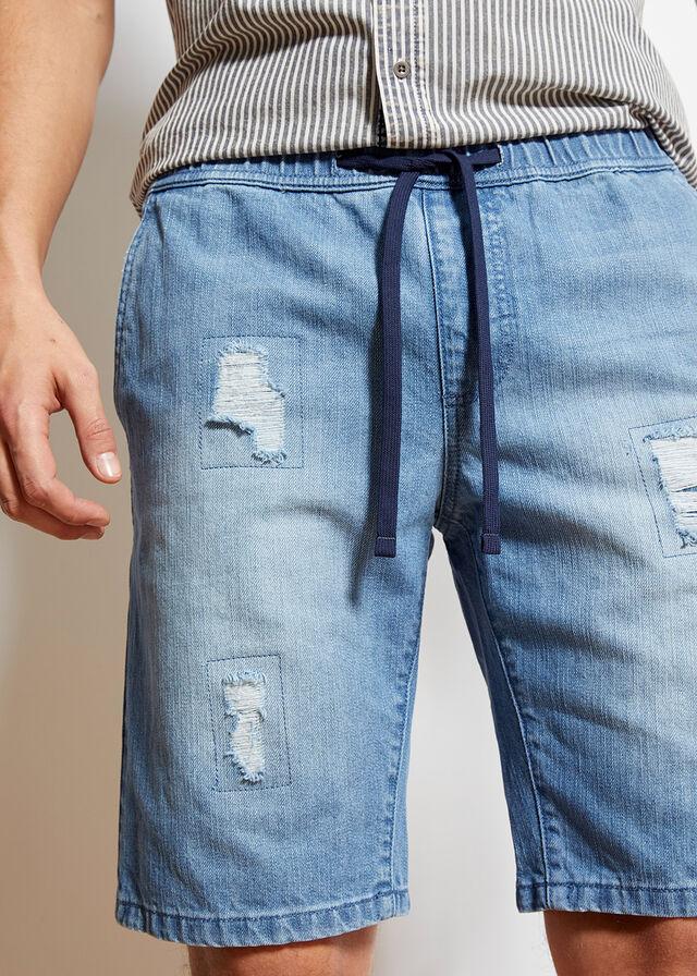 BERMUDY JEANSOWE Z PRZETARCIAMI 