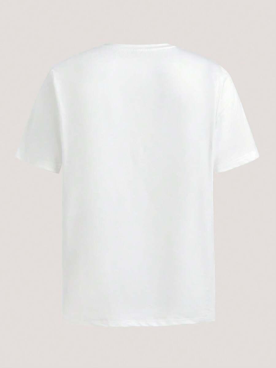 biały t-shirt okrągły dekolt print 