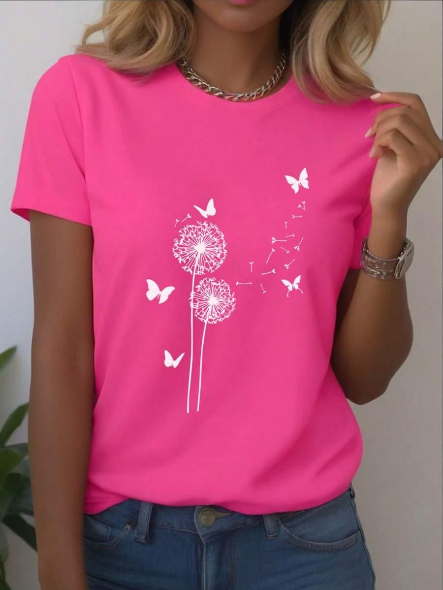 RÓŻOWY T-SHIRT print