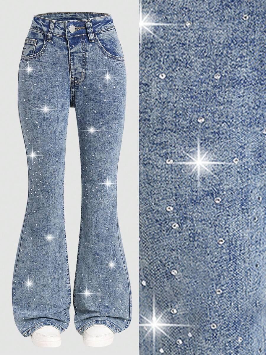 niebieskie spodnie jeans zdobienie
