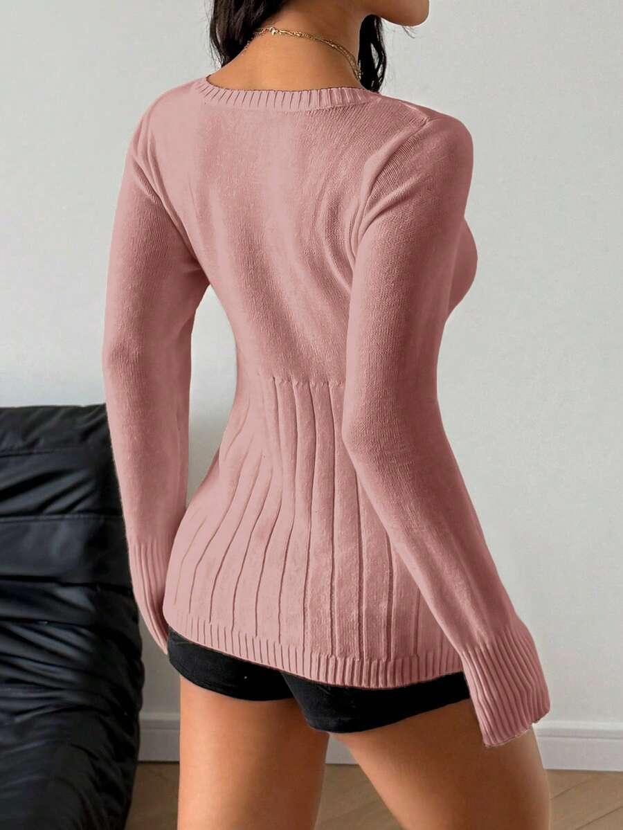 różowy sweter v-neck 