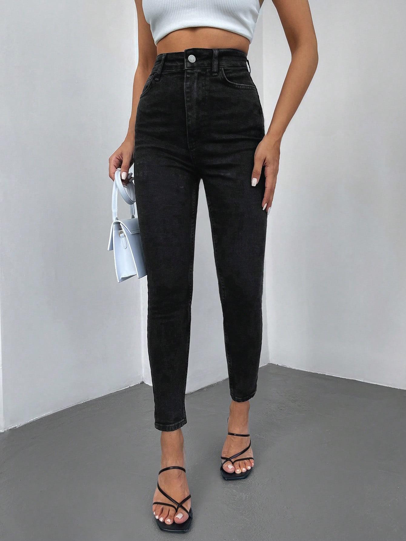 CZARNE SPODNIE JEANS 