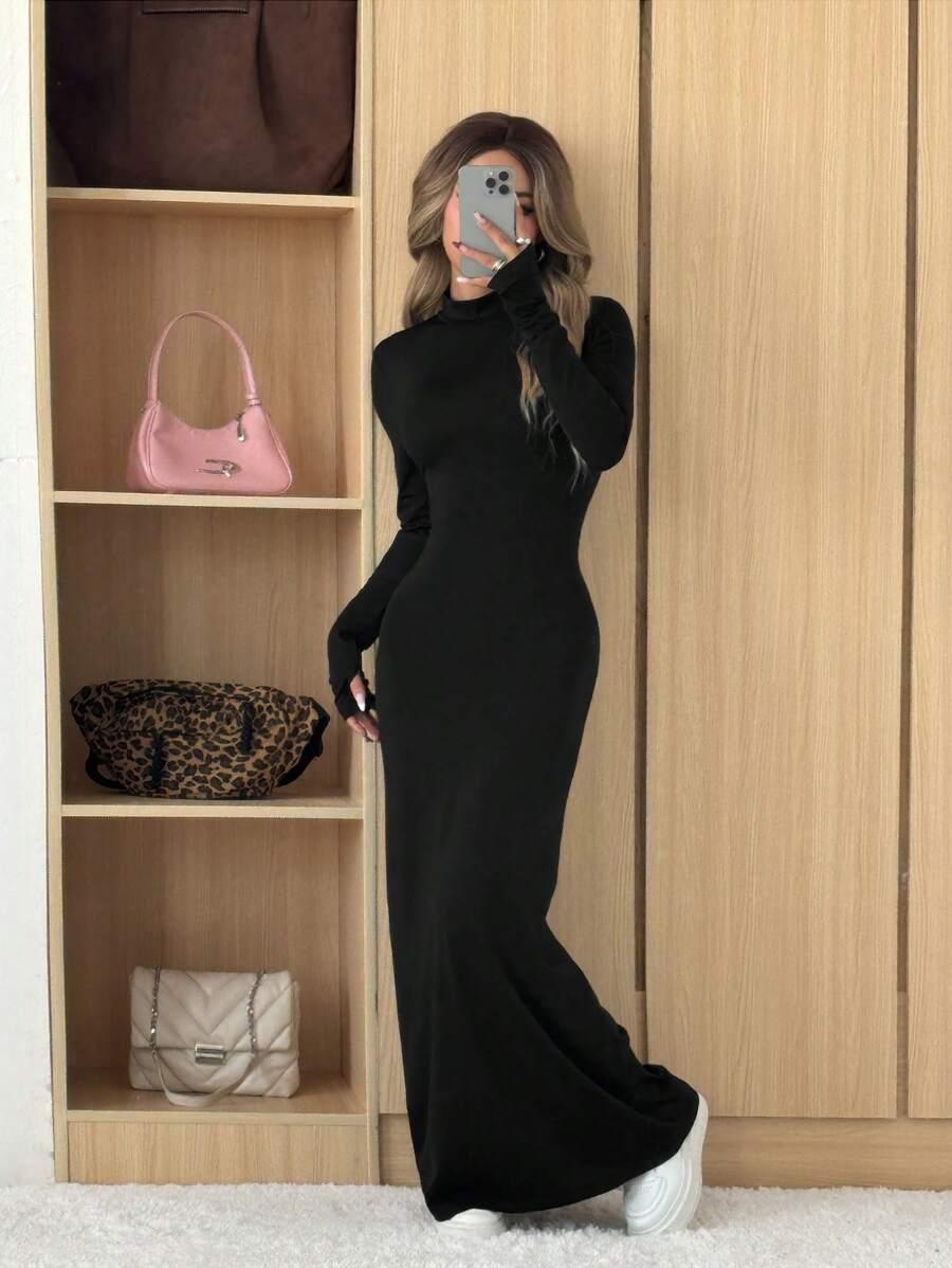 CZARNA SUKIENKA MAXI