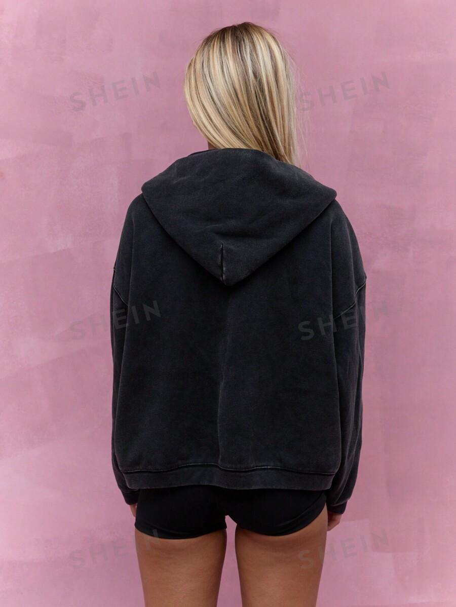 CZARNA BLUZA Z KAPTUREM OVERSIZE LOGO