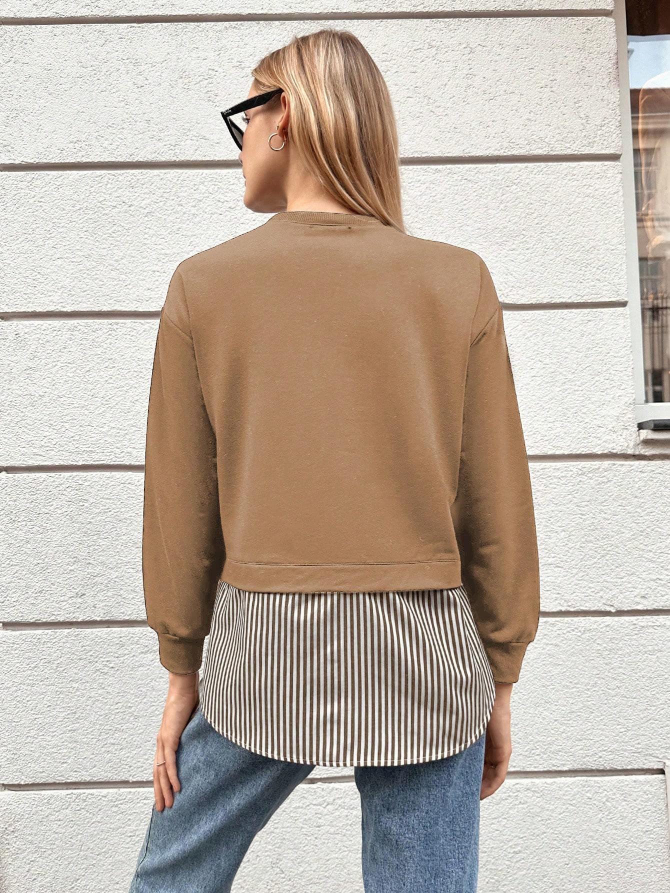 beżowa bluza z imitacją koszuli