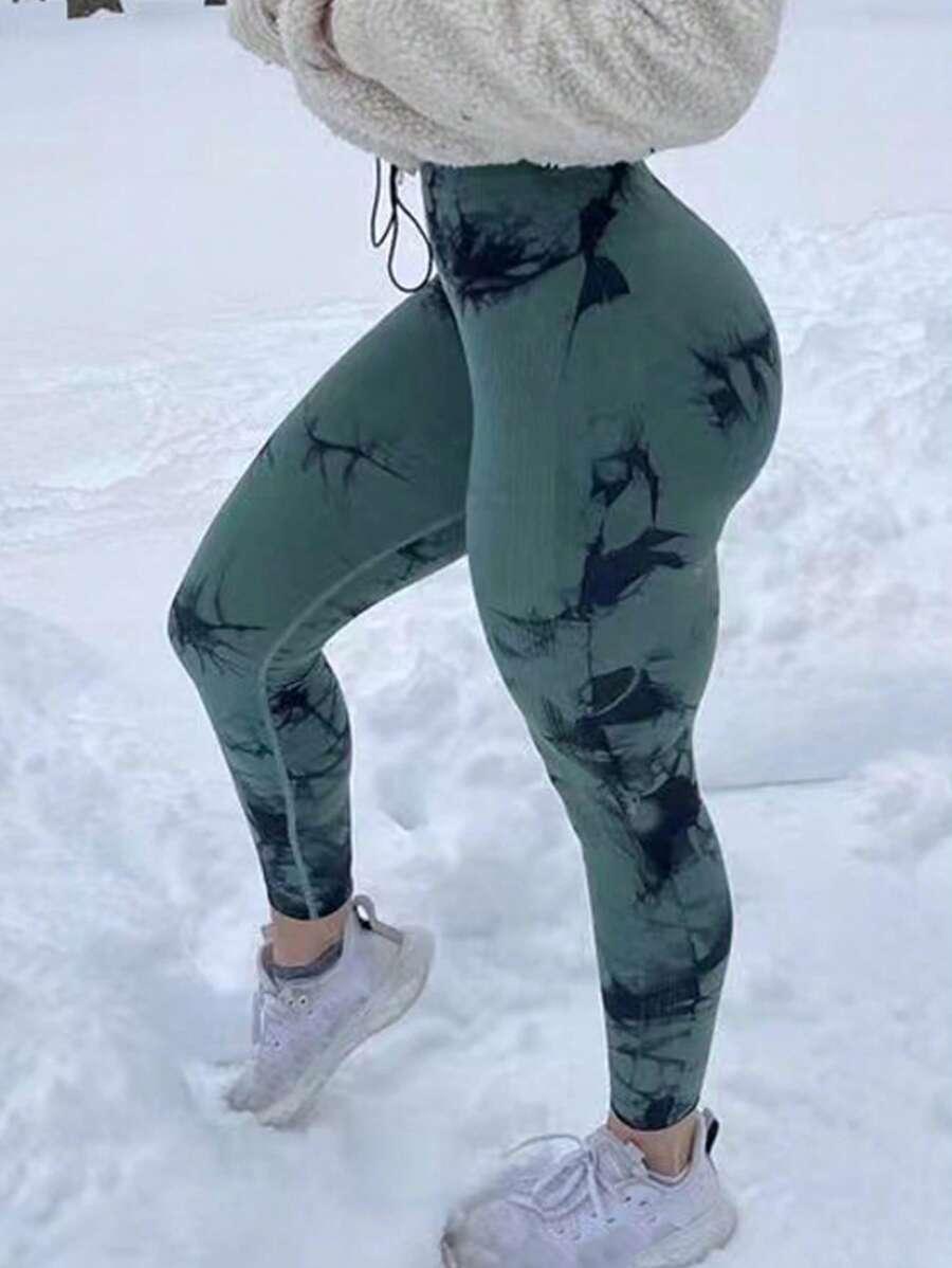 legginsy sportowe wzór tie dye
