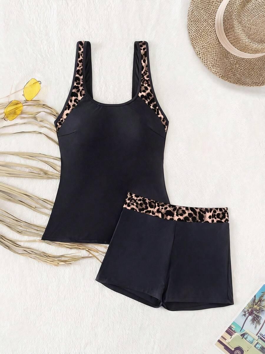 dwuczęściowy strój kąpielowy animal print