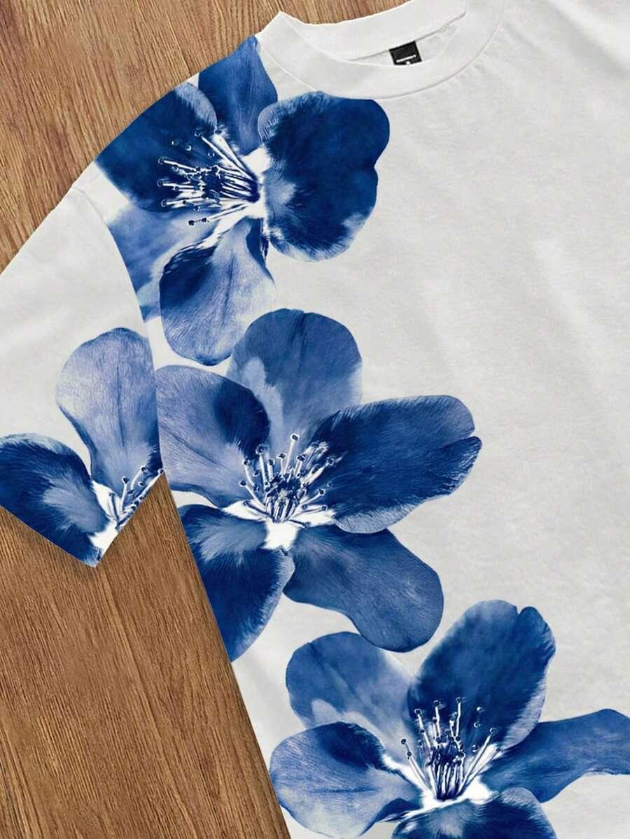 t-shirt okrągły dekolt wzór
