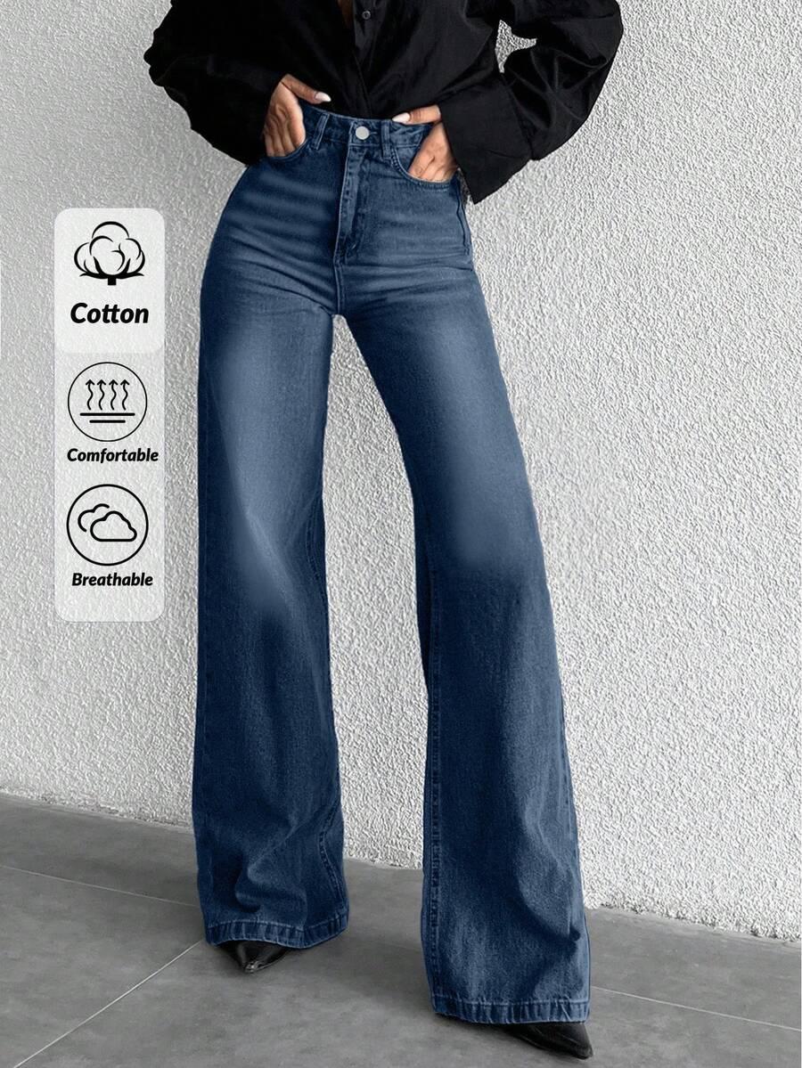 NIEBIESKIE SPODNIE JEANS WYSOKI STAN wide leg