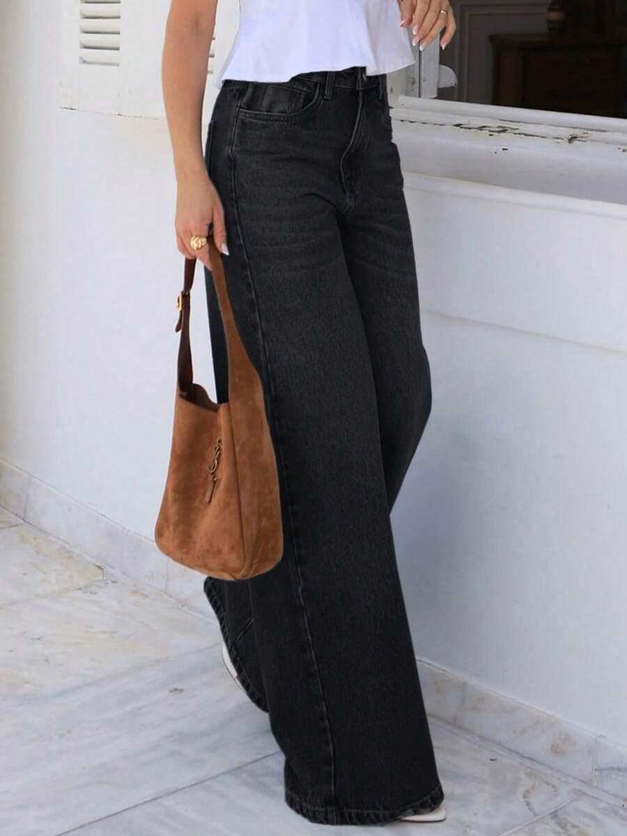 CZARNE SPODNIE JEANS 