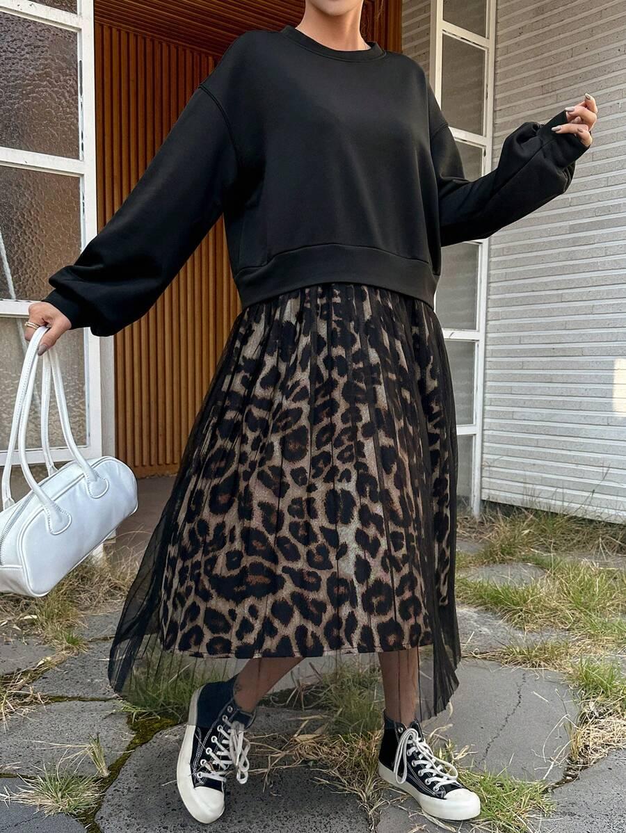 SUKIENKA ŁĄCZENIE ANIMAL PRINT SIATECZKA
