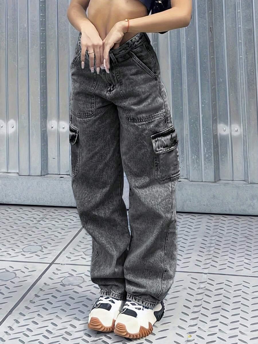 SZARE SPODNIE JEANS 