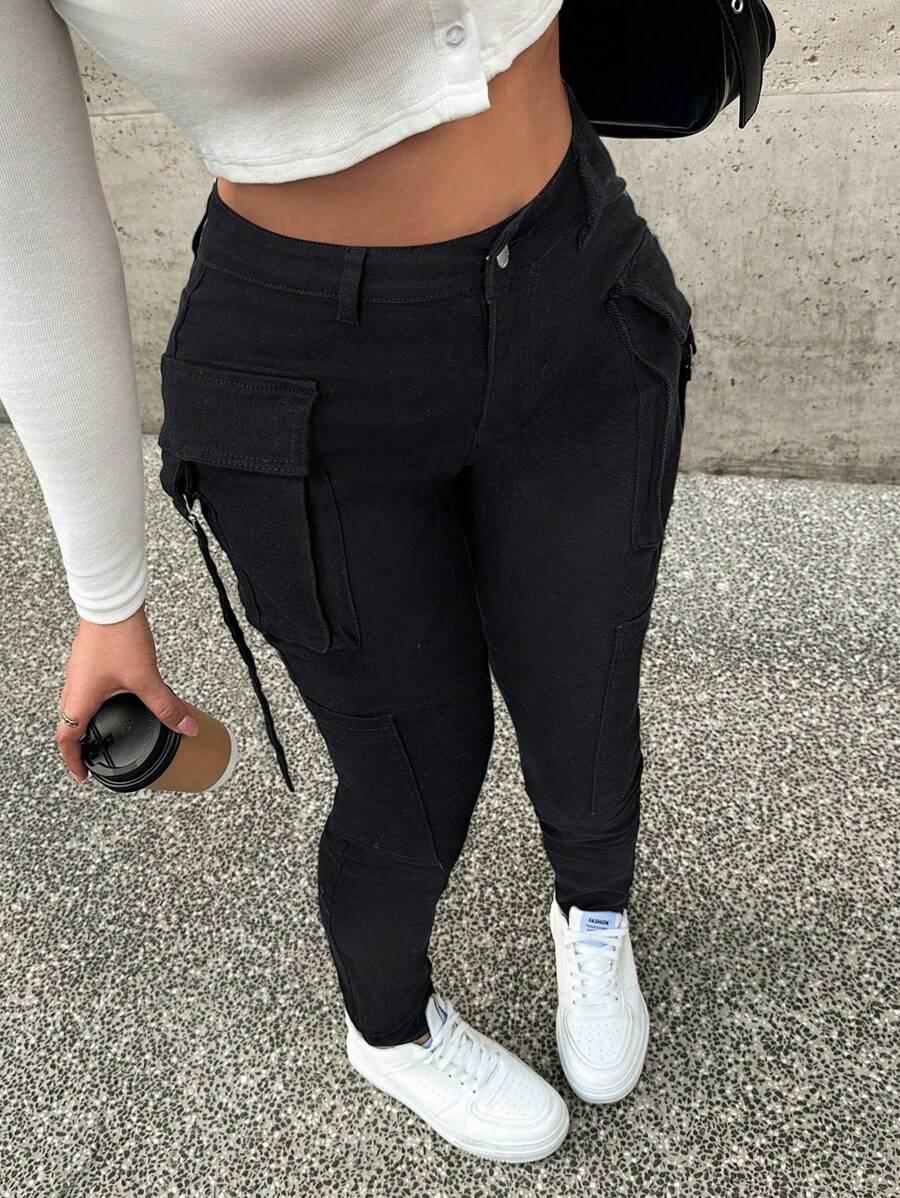 CZARNE SPODNIE JEANS