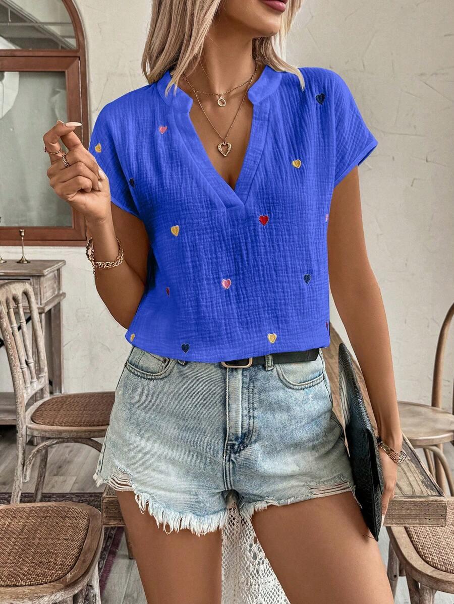 NIEBIESKA BLUZKA V-NECK