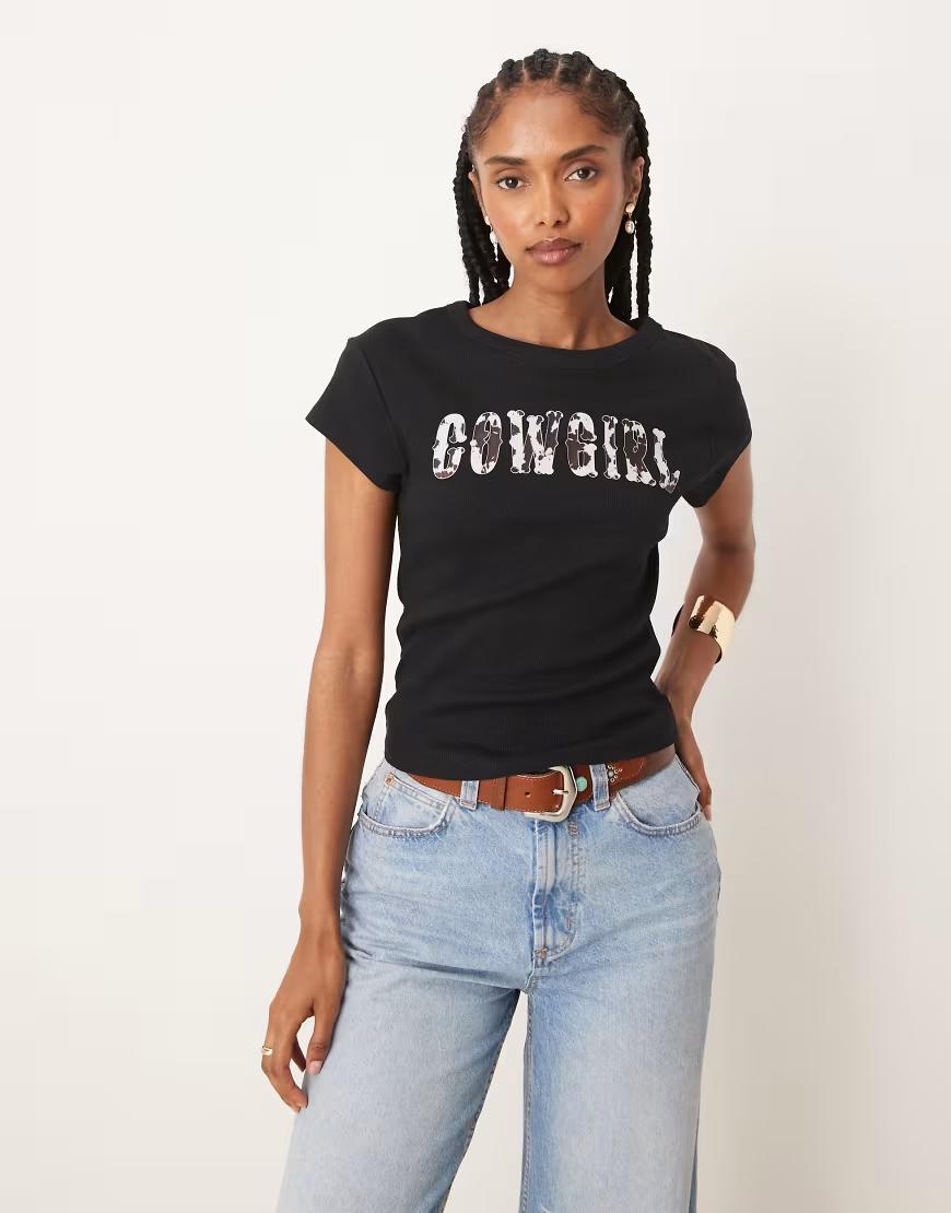 czarny top print