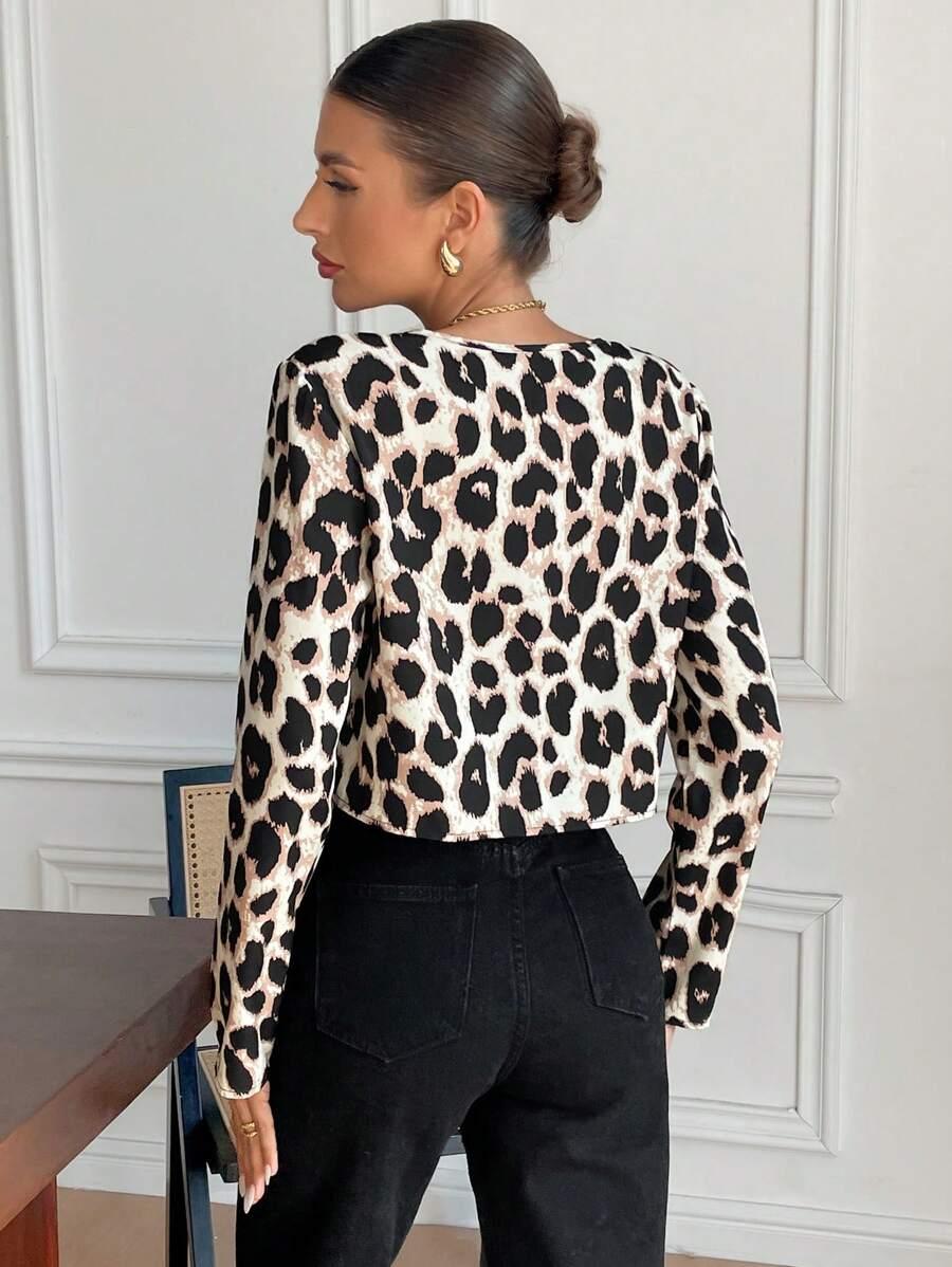 bluzka wiązanie animal print