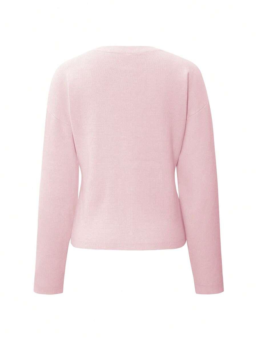 RÓŻOWY DZIANINOWY SWETER 