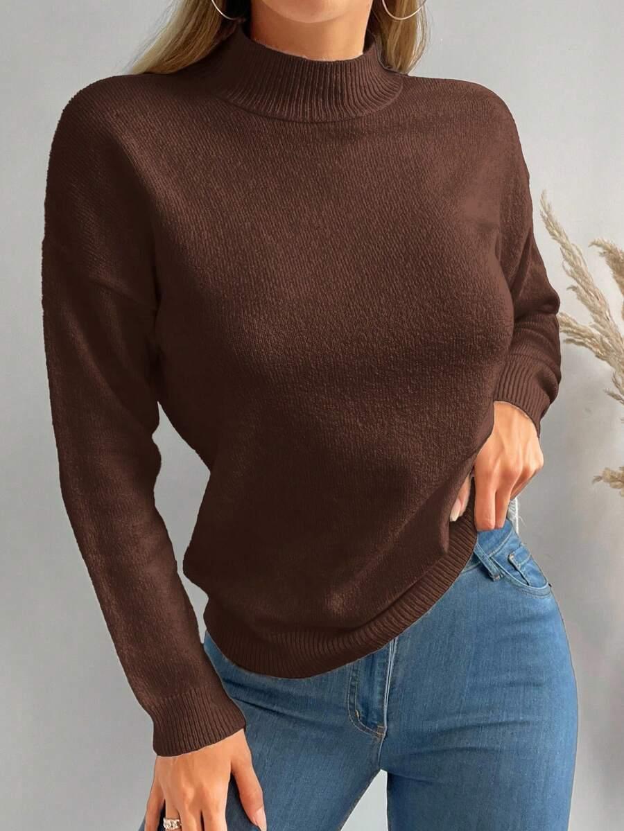 brązowy sweter stójka