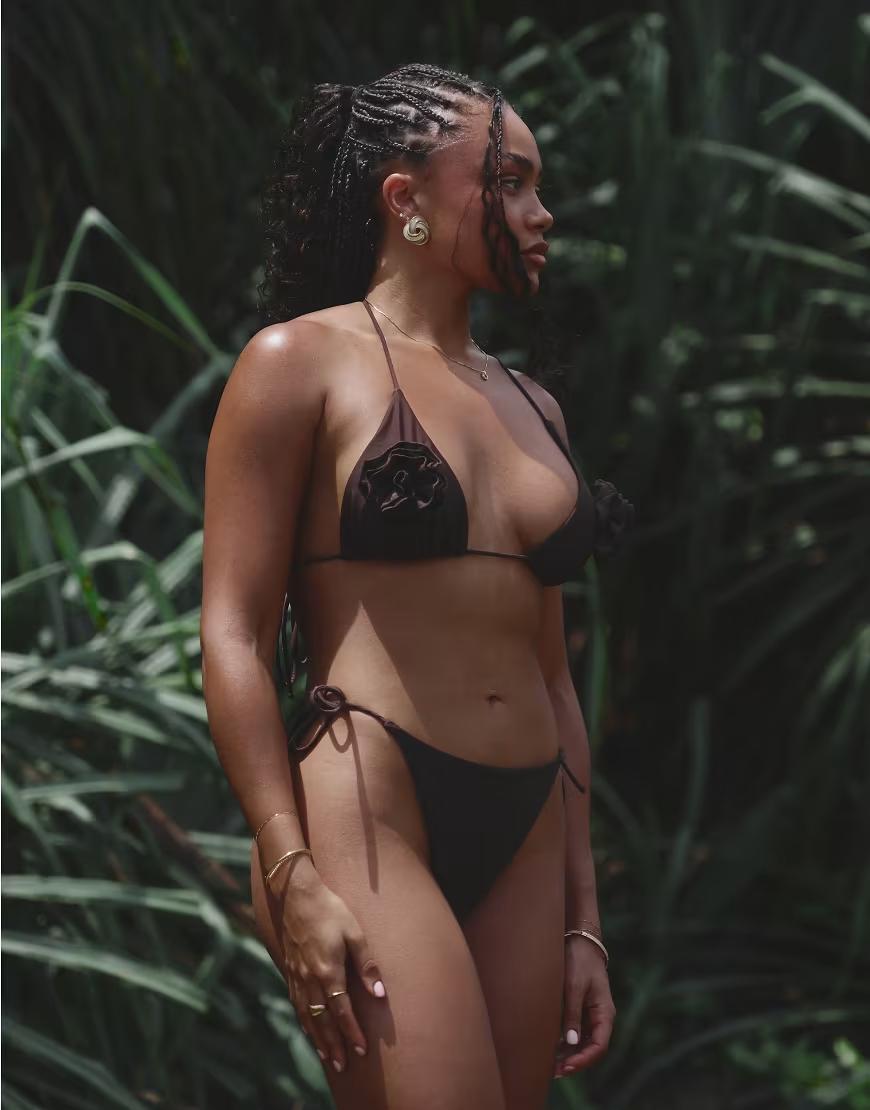 BRĄZOWY DÓŁ OD BIKINI WIĄZANIE