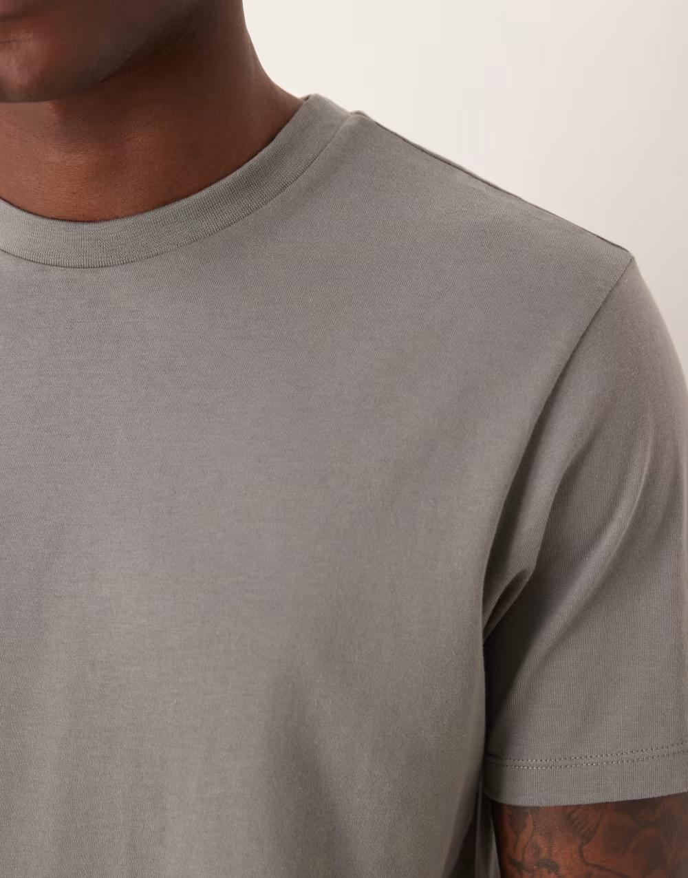 SZARY T-SHIRT OKRĄGŁY DEKOLT