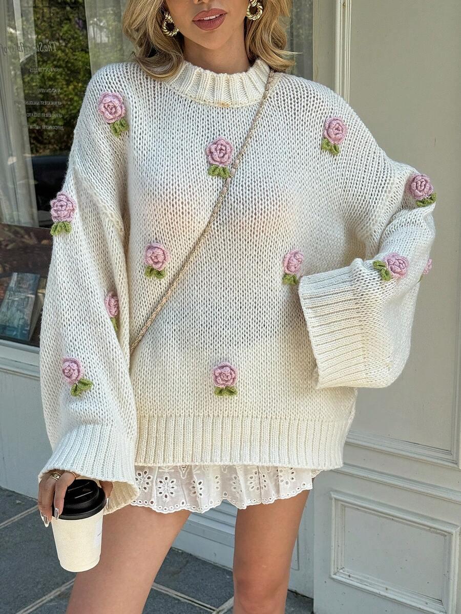 SWETER OVERSIZE KWIATY