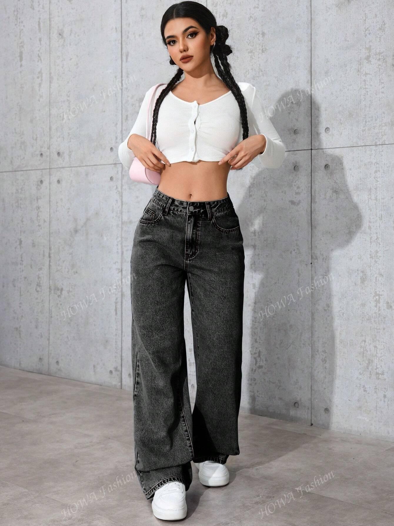 SZARE SPODNIE JEANS 