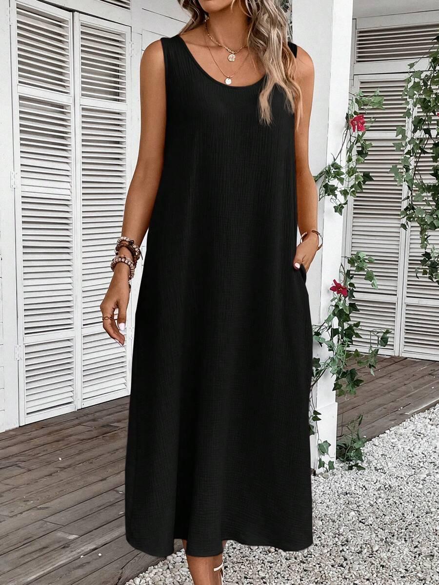 CZARNA MAXI SUKIENKA