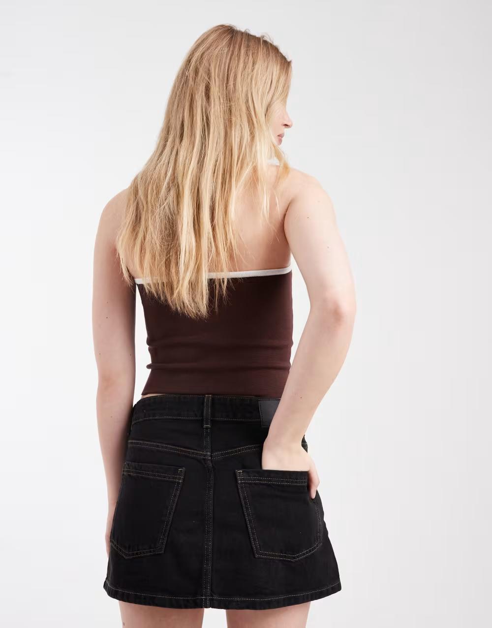 czarna jeansowa mini spódnica kieszenie