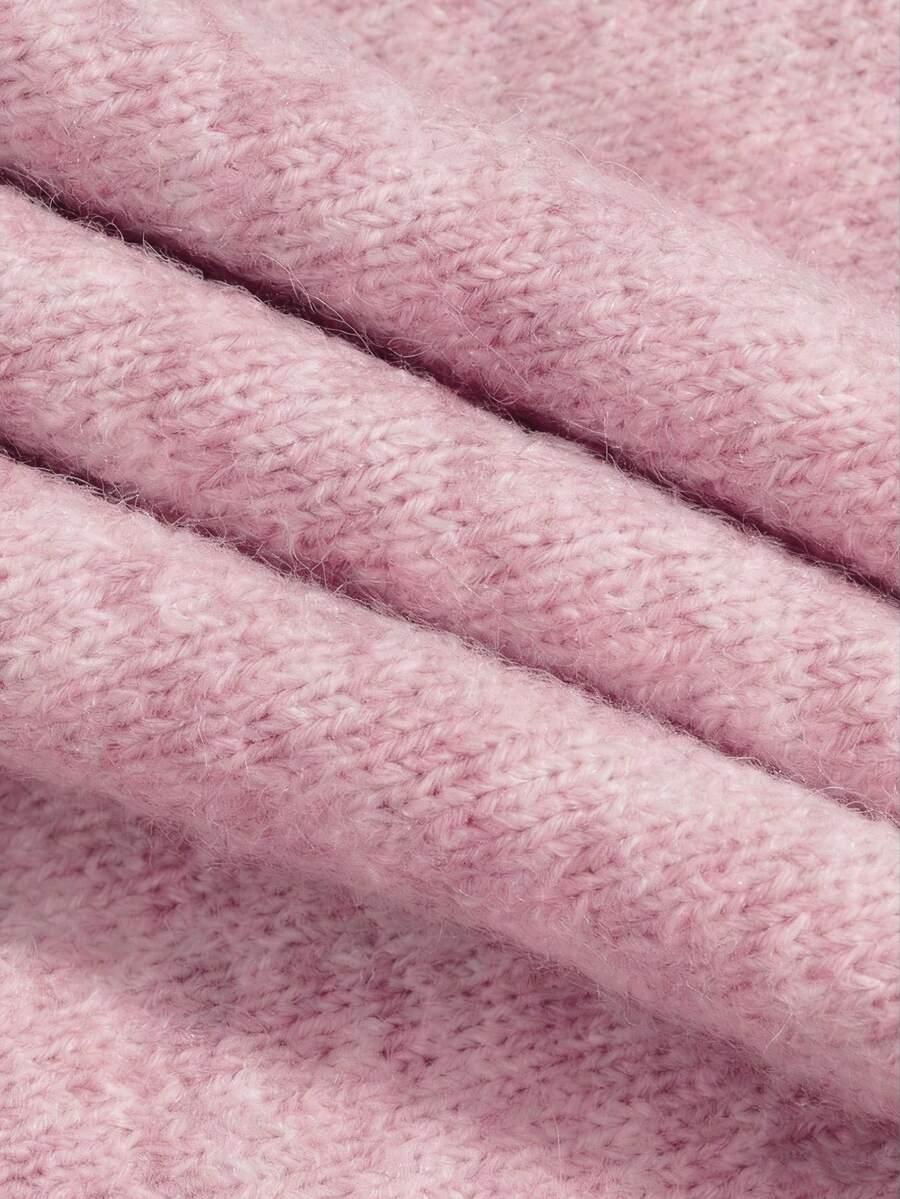 RÓŻOWY SWETER OKRĄGŁY DEKOLT 